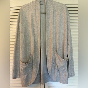 Athleta Girl Light Heather Gray Open-Front Cardigan with Front Pockets
